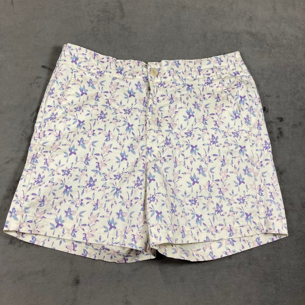 Jachs Girlfriend Floral Shorts Womens Large Purple White Cotton Modal - Picture 1 of 7